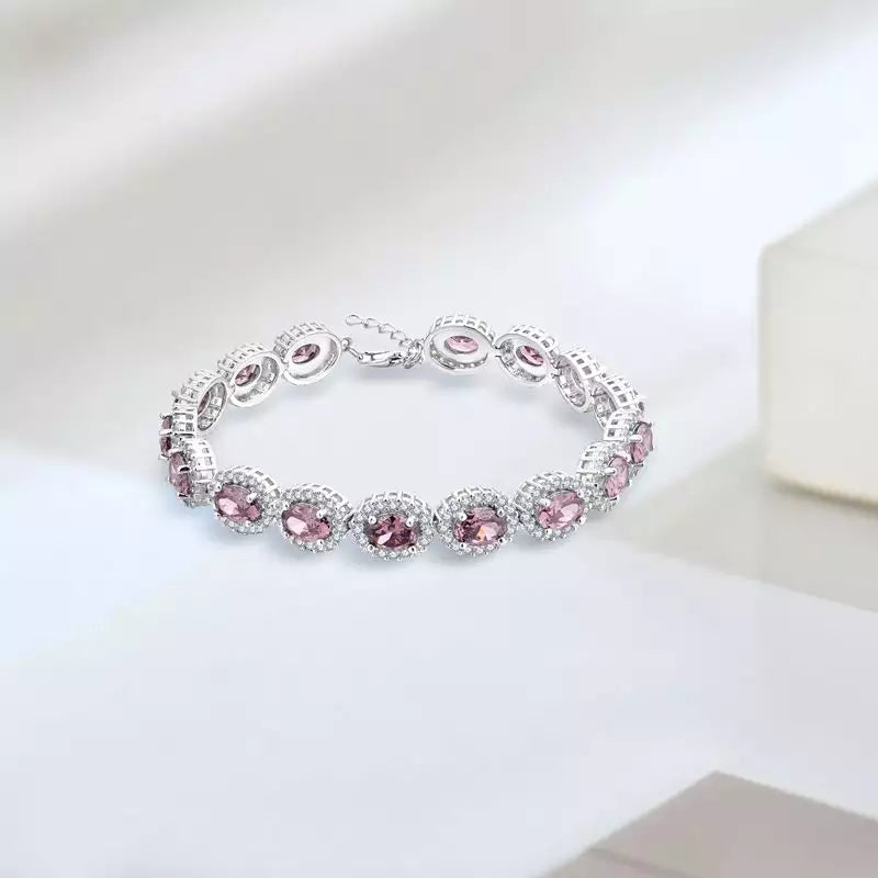 925 Sterling Silver Full Gemstone Crystal Bracelet - Image #4